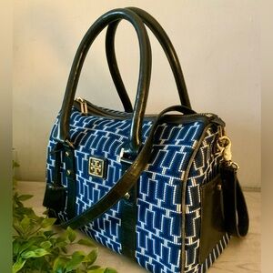 TORY BURCH VINTAGE GEO-T NEEDLEPOINT LOGO SATCHEL/CROSSBODY BAG